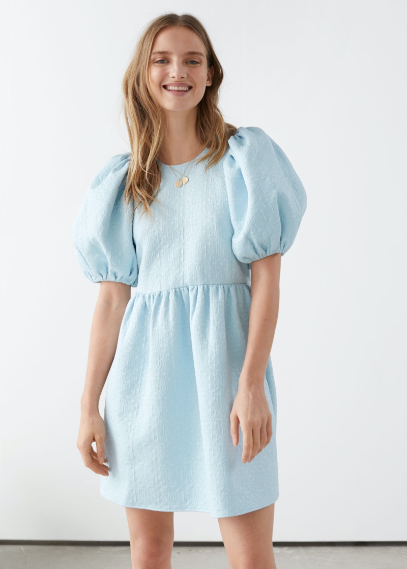 & Other Stories Jacquard Mini Gathered Dress $119