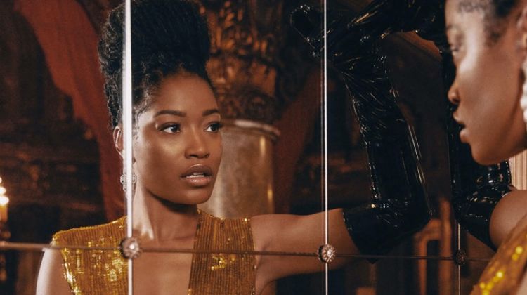 Keke Palmer glitters in Gucci dress and gloves with Bulgari earrings