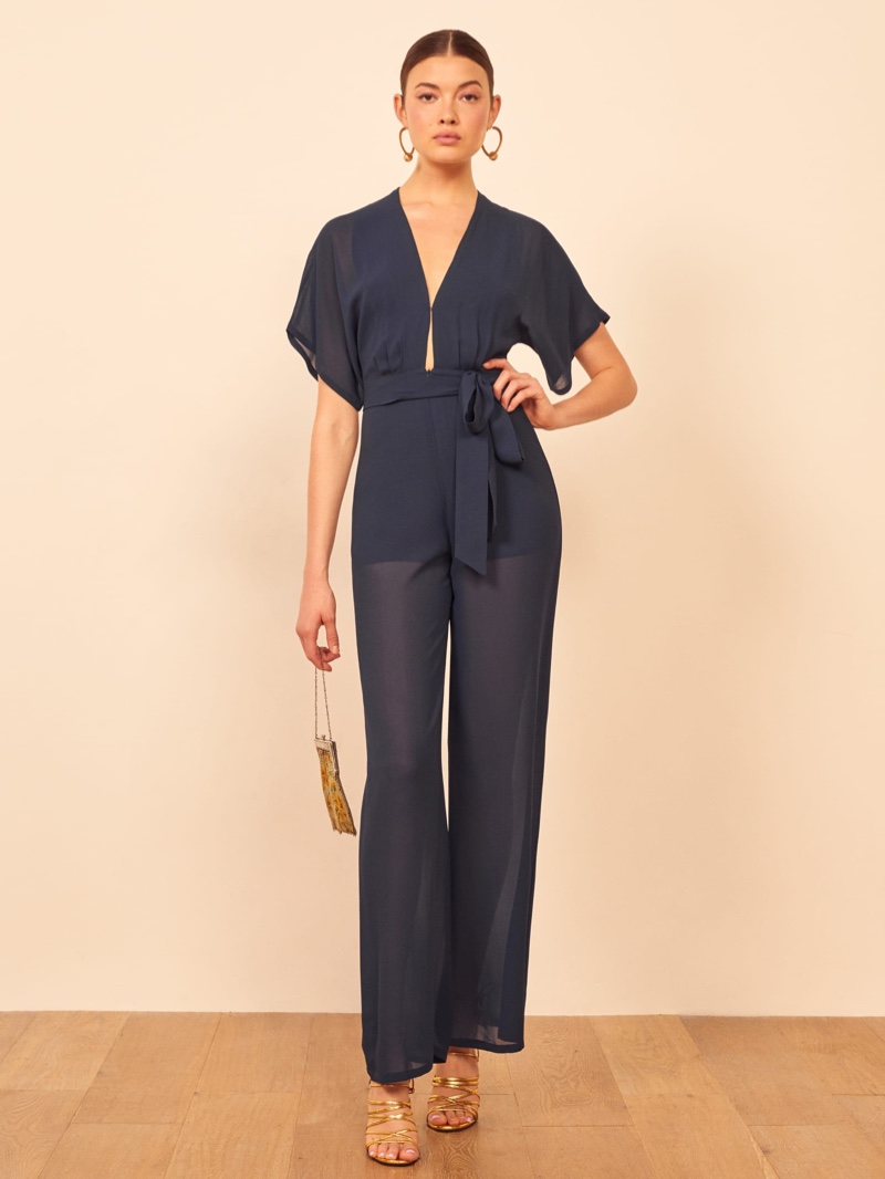 Reformation Lemongrass Jumpsuit in Navy $278