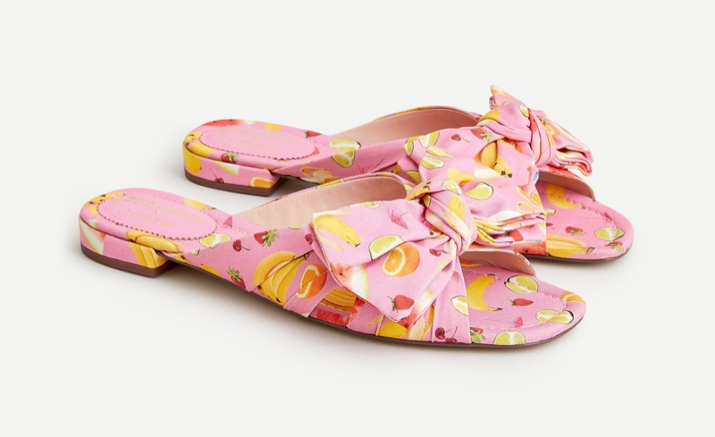 Edie Parker x J. Crew Bow Slide Sandals in Fruit Punch $138