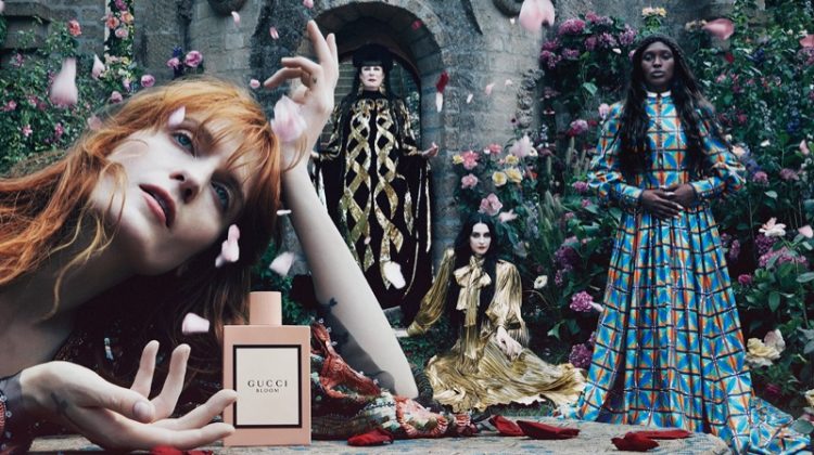 Florence Welch, Anjelica Huston, Jodie Turner-Smith, and Susie Cave star in Gucci Bloom fragrance campaign.