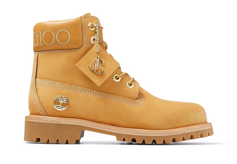 Jimmy Choo x Timberland Wheat Leather Boots with Gold Glitter $595