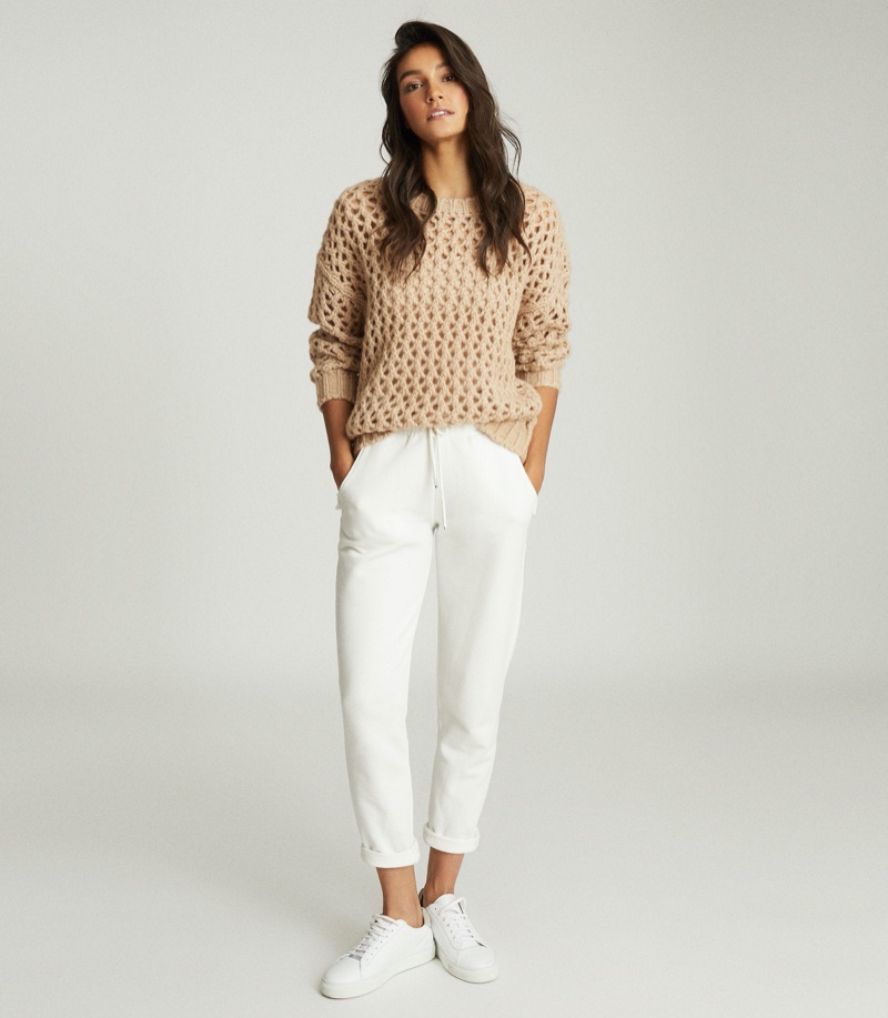 REISS Natalie Open-Knit Oversized Jumper in Neutral $275