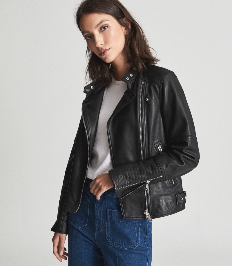 Reiss Tallis Leather Biker Jacket $650