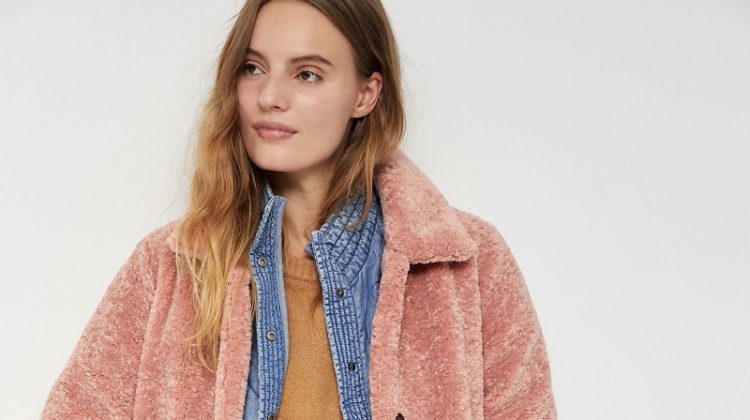 Greylin Aislinn Sherpa Coat in Peach $178