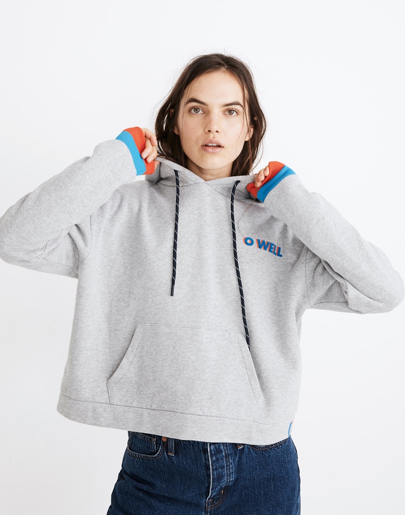 Madewell x Kule O Well Graphic Cropped Hoodie Sweatshirt $168