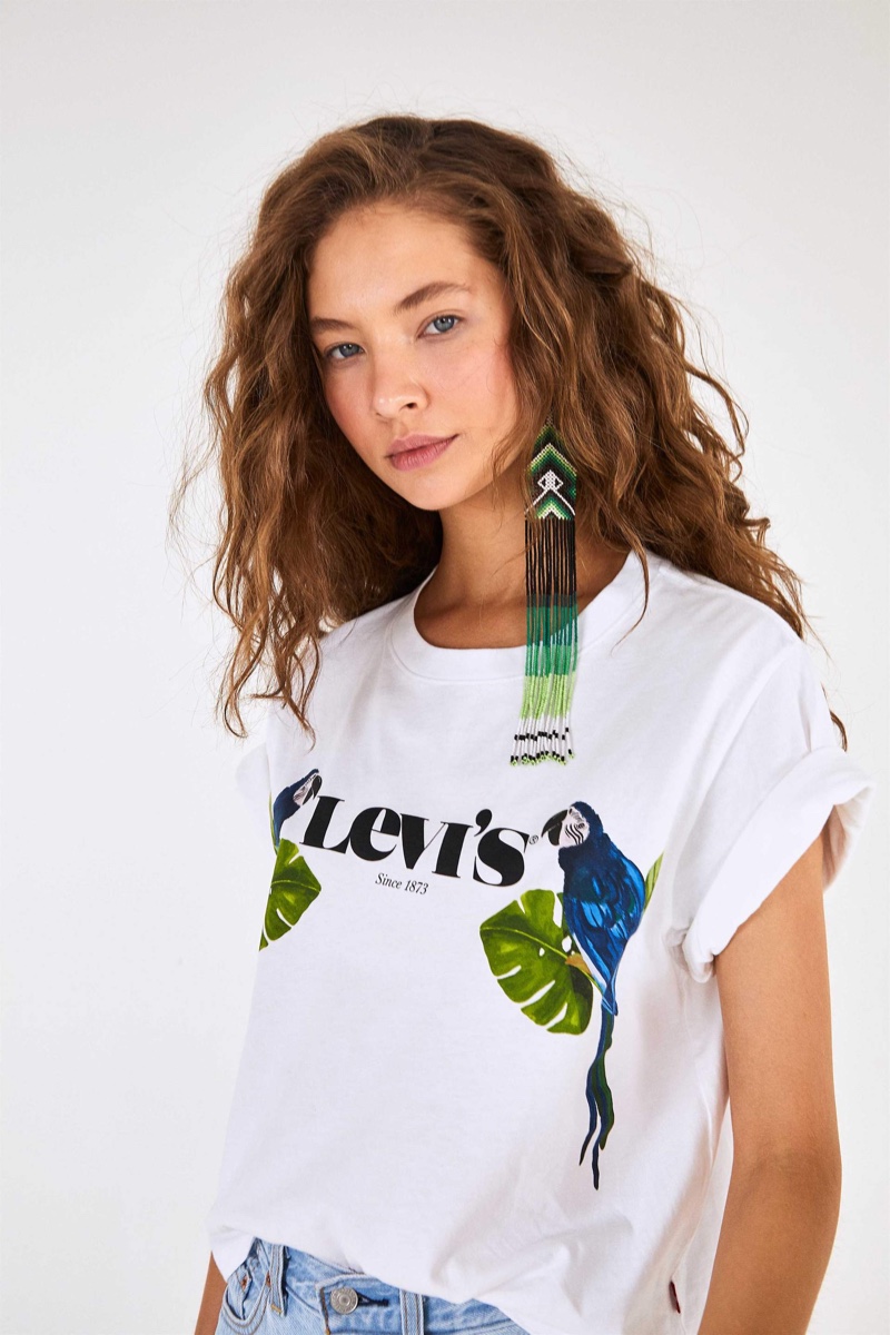 Levi's x Farm Rio Graphic Boxy Tee in Arara $45