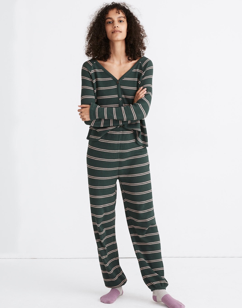 Madewell Striped Waffle Knit Pajama Top $49.50 & Sweatpants $49.50