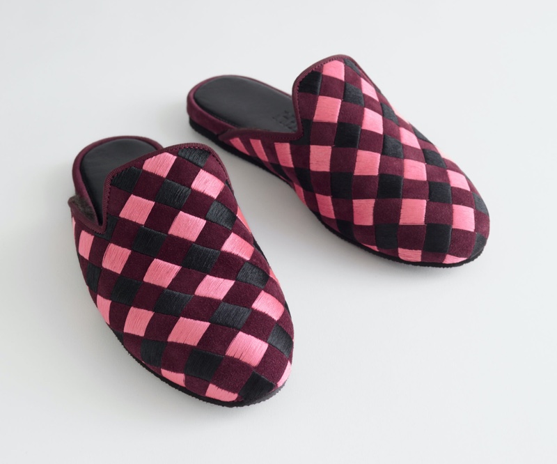 & Other Stories x Hums Pink Check Open Slippers $89