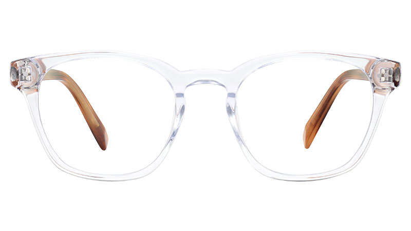 Warby Parker Felix Glasses in Crystal with English Oak Temples $95