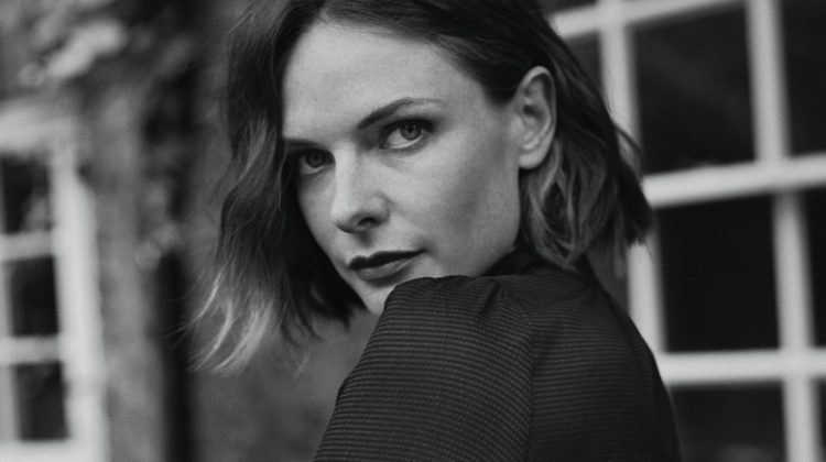 Actress Rebecca Ferguson poses in black and white portrait. | Photo Credit: Jo Metson Scott for WSJ. Magazine