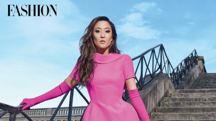 Dressed in pink, Ashley Park wears complete Valentino look.