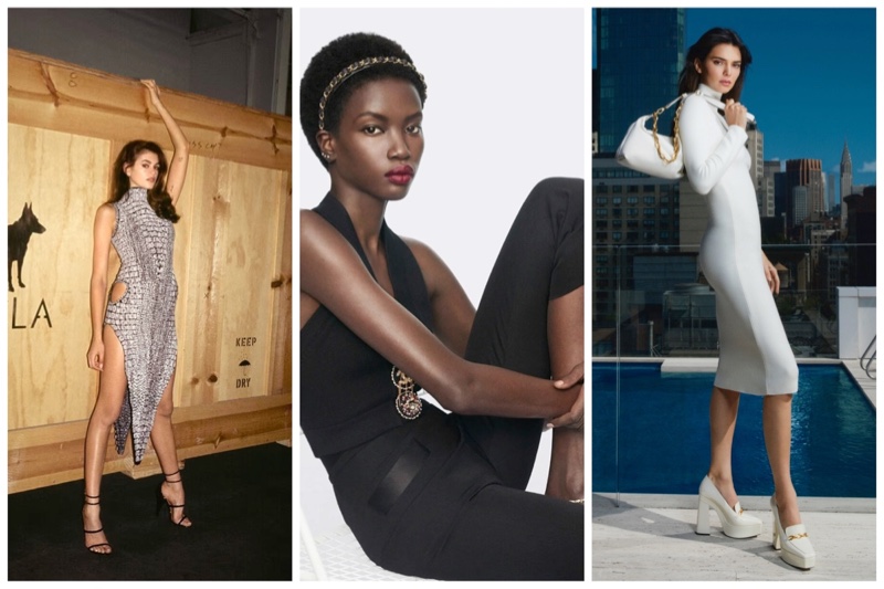 Week in Review: Kaia Gerber for Alaia winter-spring 2023 campaign, Anok Yai in Chanel Rouge Allure Velvet lipstick collection, and Kendall Jenner for Jimmy Choo spring 2023 campaign.