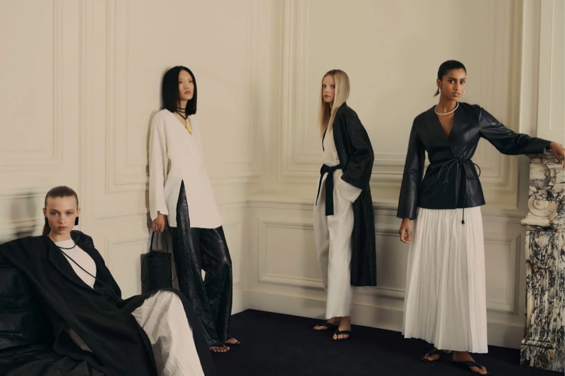 Imaan Hammam, Yilan Hua, Tara Halliwell, and Ella Mccutcheon pose in Limited Edition spring-summer 2023 collection.