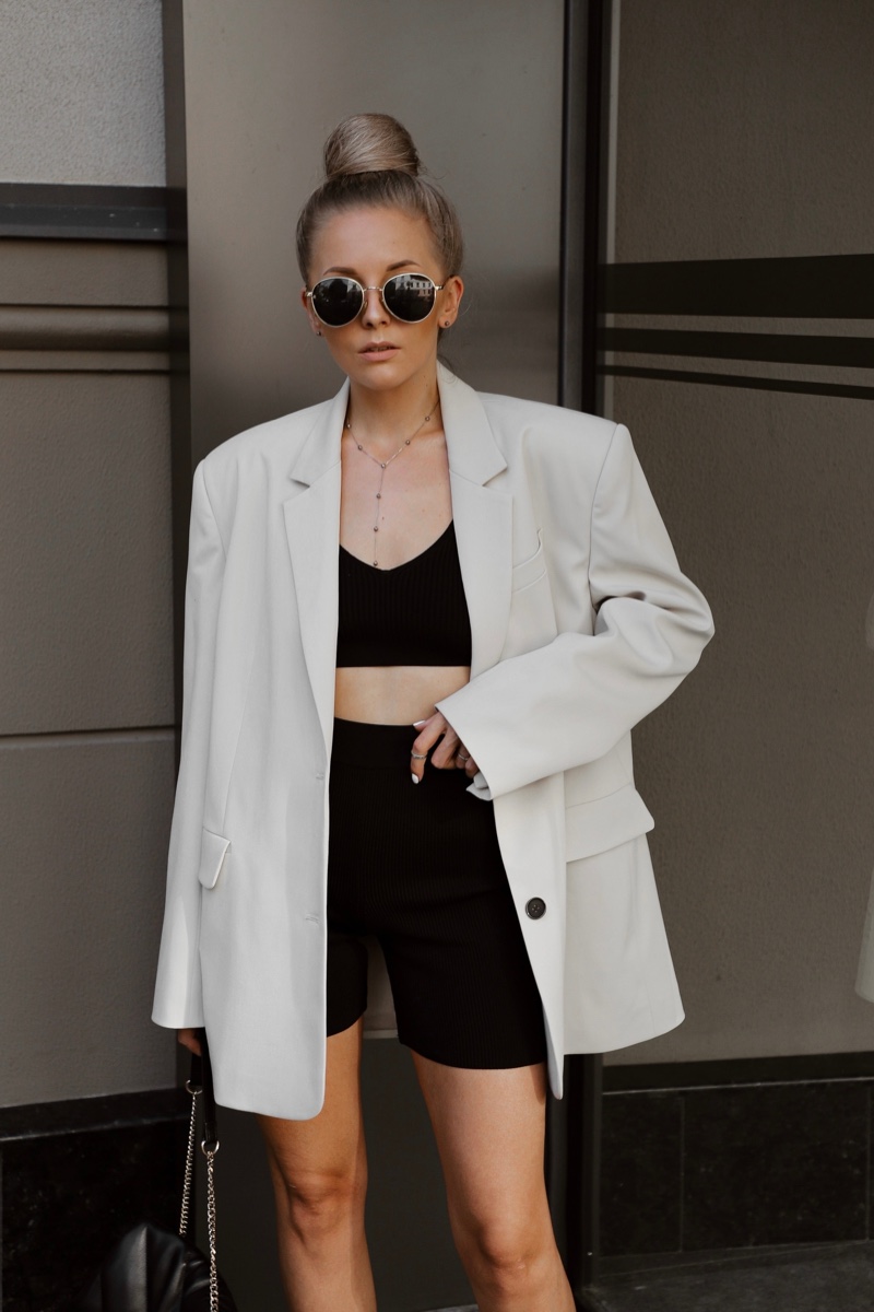 Oversized Blazer Biker Shorts