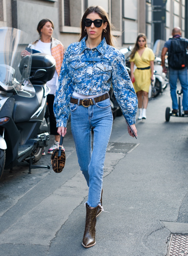 Printed Denim Shirt Jeans Boots