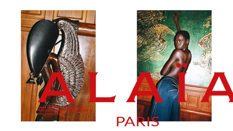 Awar Odhiang strikes a pose in Alaïa's summer-fall 2024 ad.