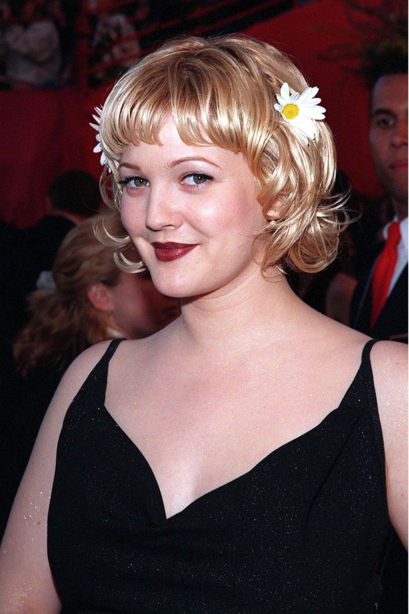 Curly Micro Bangs Drew Barrymore